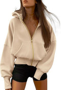 2026 Autumn Winter New Women's Fashion Zipper Hooded Long Sleeve Short Sportswear Casual Plush Hoodie - SNMShop