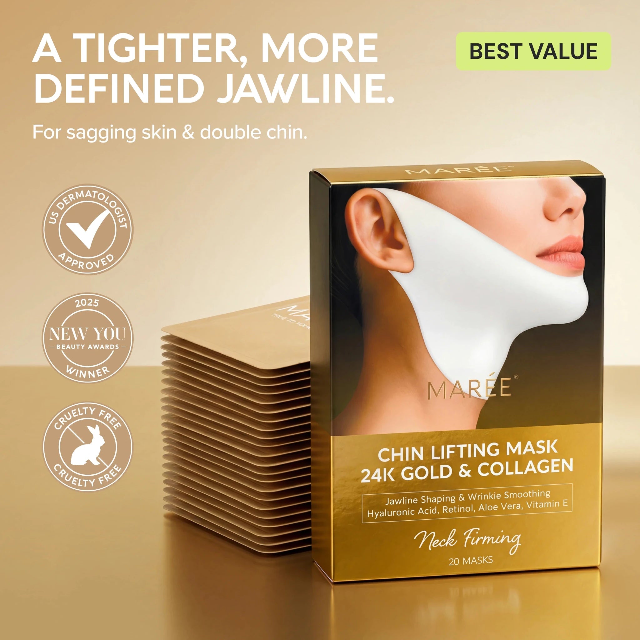 24K Gold V-Line Lifting Mask 20 PCS - SNMShop