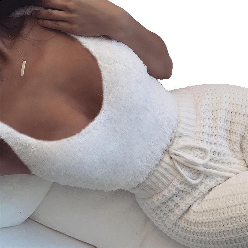 3pcs Womens Clothing Long Sleeve Crop Tank Top And Drawstring Shorts Pajama Set - SNMShop