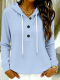Button-up V-neck Long-sleeved Pullover Sports Hoodie - SNMShop