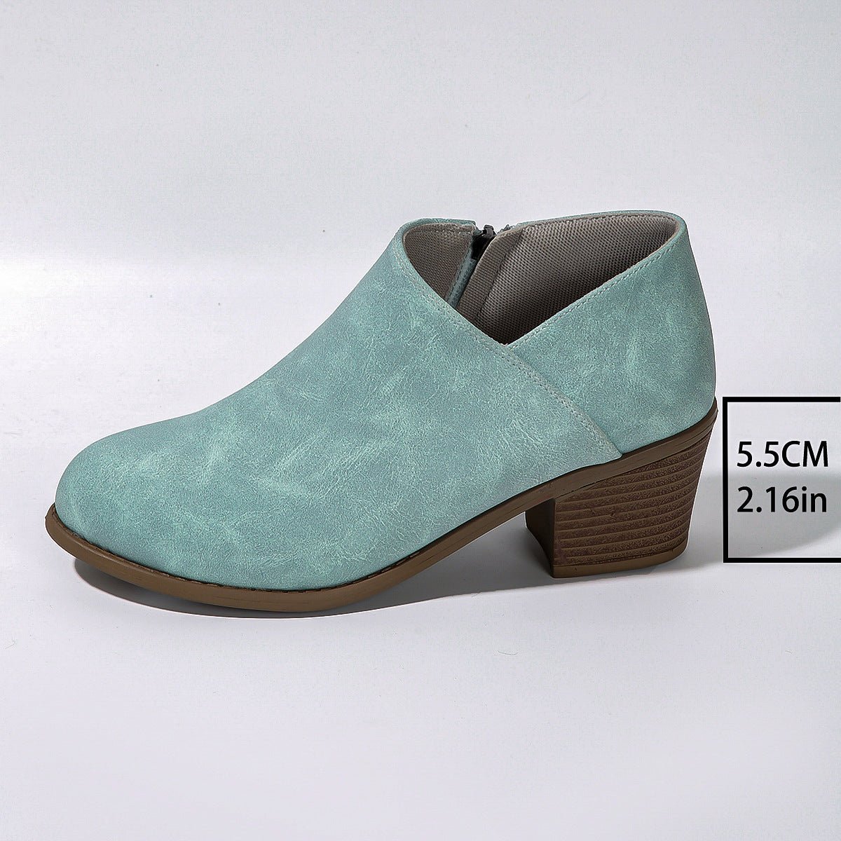Chunky Heel Round Toe Ankle Boots With Side Zipper Design Fashion Fall Winter Short Boots For Women Shoes - SNMShop