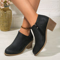 Chunky Heel Round Toe Ankle Boots With Side Zipper Design Fashion Fall Winter Short Boots For Women Shoes - SNMShop
