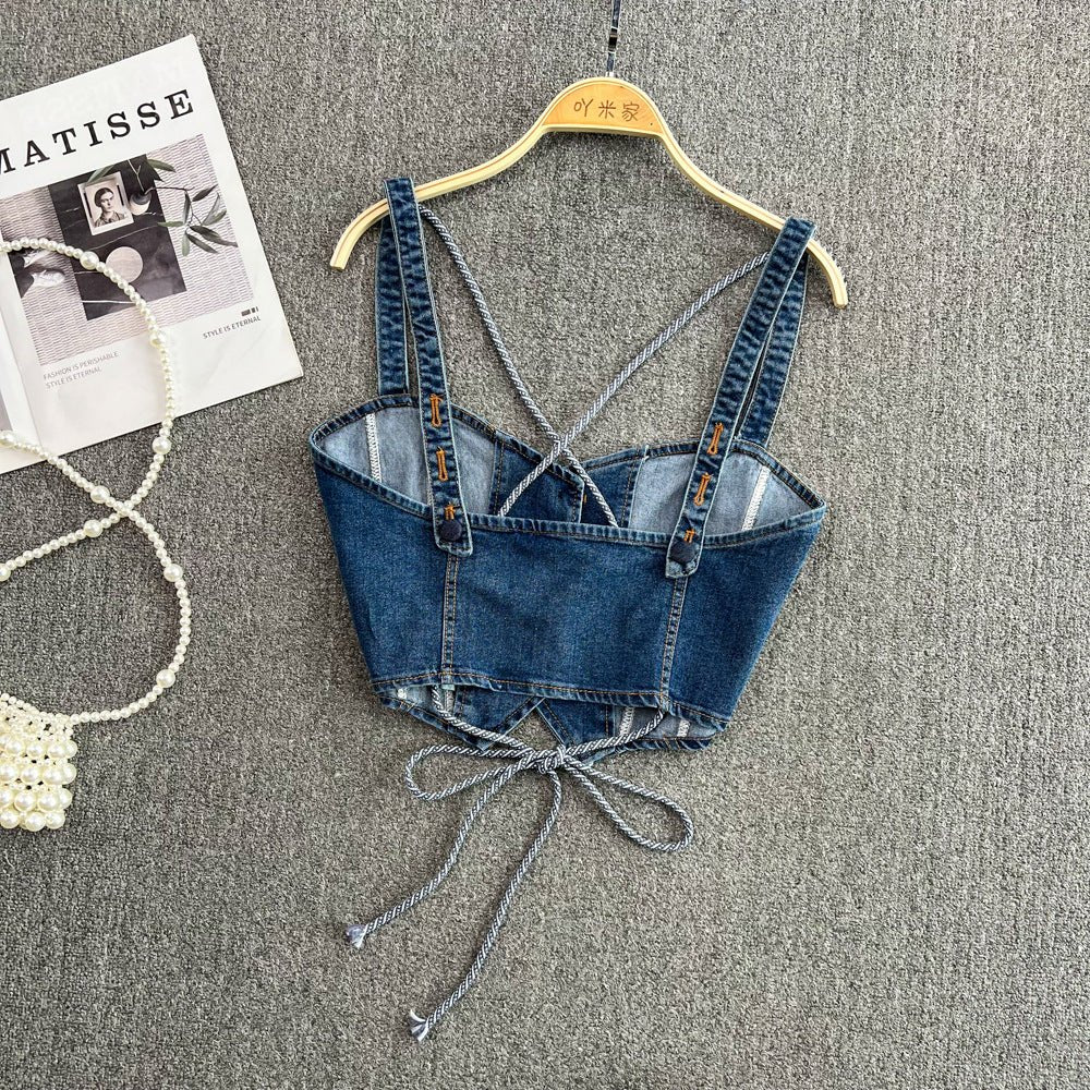 Denim Camisole Women's Outerwear Hot Girls Slim Fit - SNMShop
