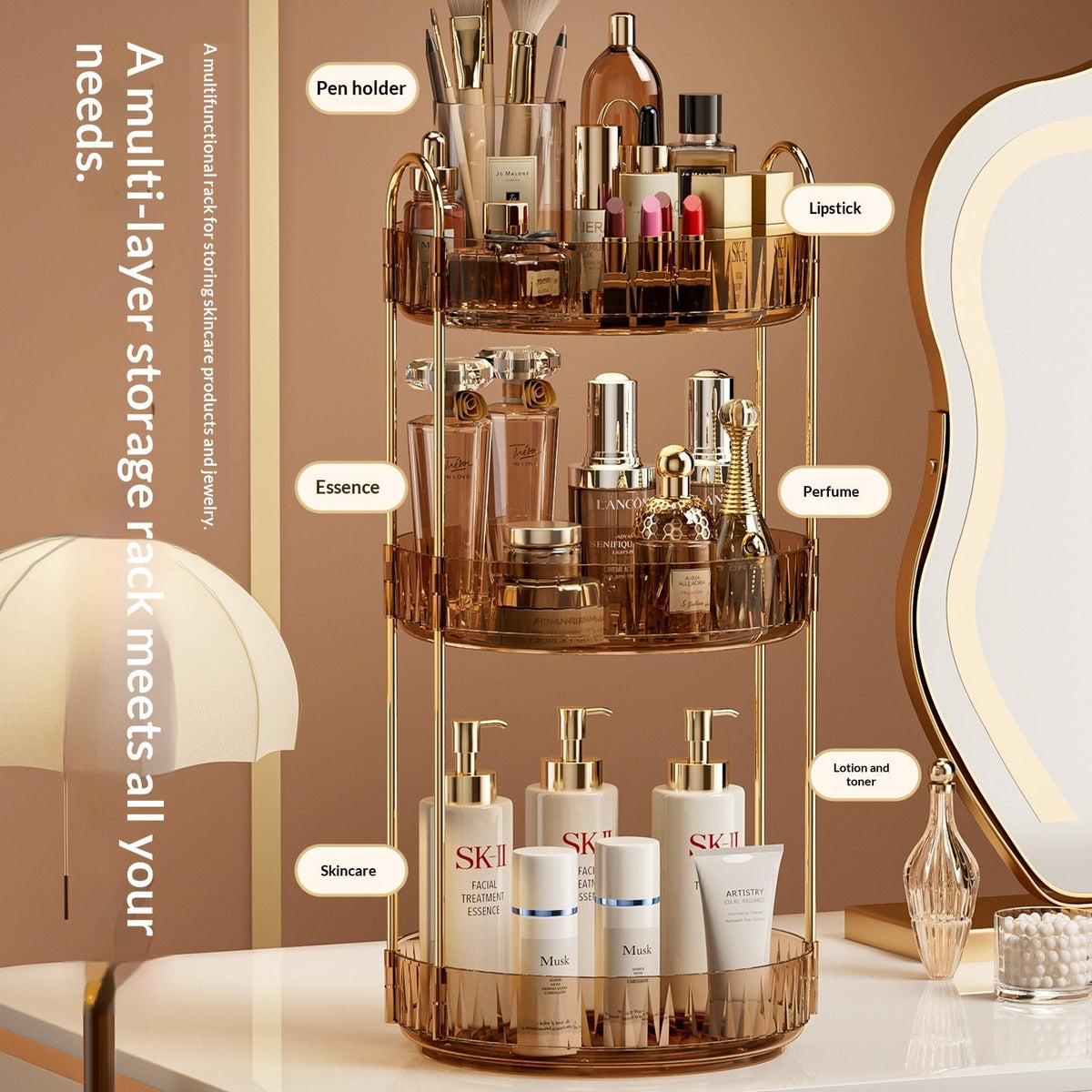 Desktop Vanity Makeup And Skincare Organizer Rack - SNMShop