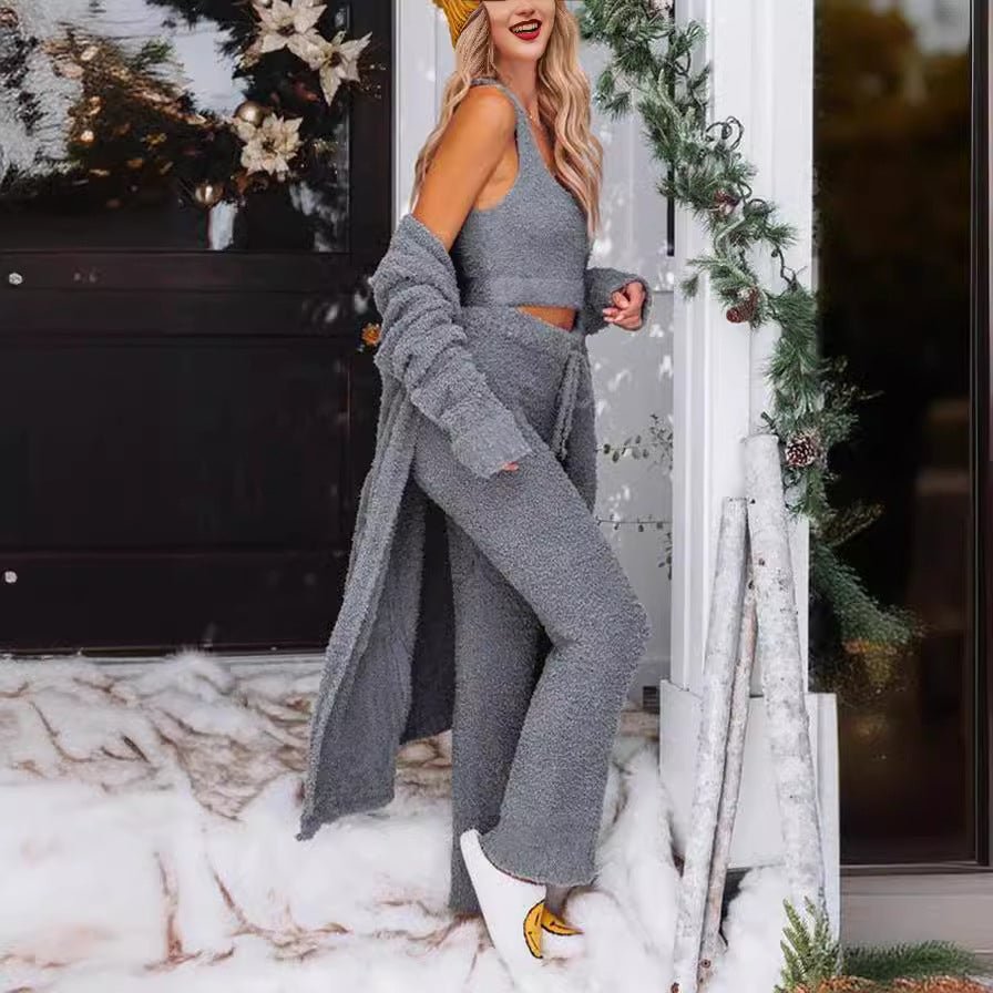Elegant Cardigan Loose Casual Three-piece Suit Pack - SNMShop