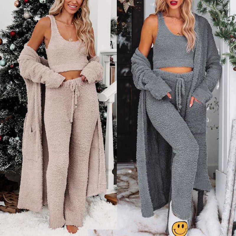 Elegant Cardigan Loose Casual Three-piece Suit Pack - SNMShop