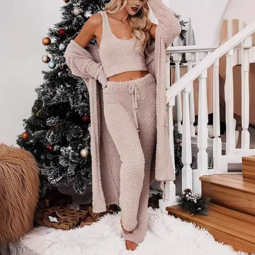 Elegant Cardigan Loose Casual Three-piece Suit Pack - SNMShop