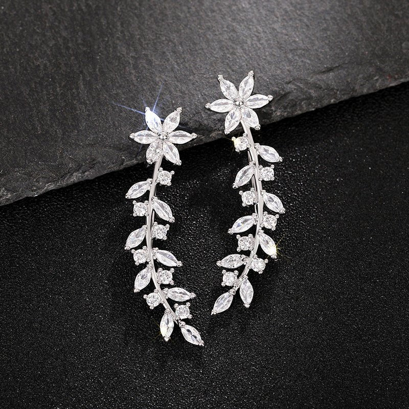 European And American Style Internet Celebrity Earring With Same Kind Full Diamond Flower Earrings For Women - SNMShop