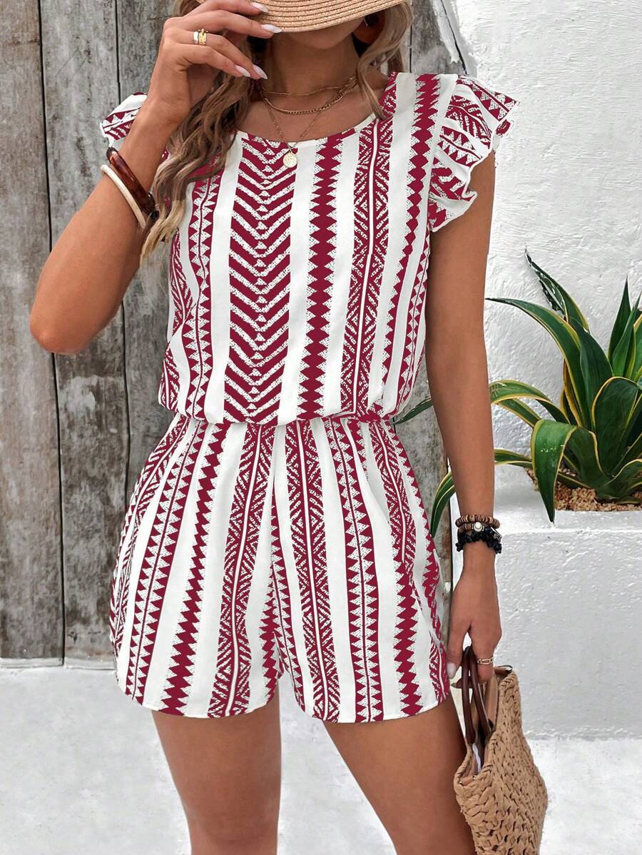 Female Strap Floral Print Ruffles Jumpsuit - SNMShop