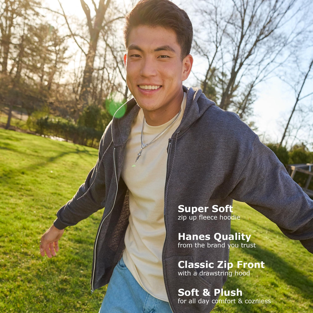 Hanes Men's Zip-up Hoodie, Ecosmart Fleece Full-zip Hoodie for Men, Hooded Sweatshirt - SNMShop