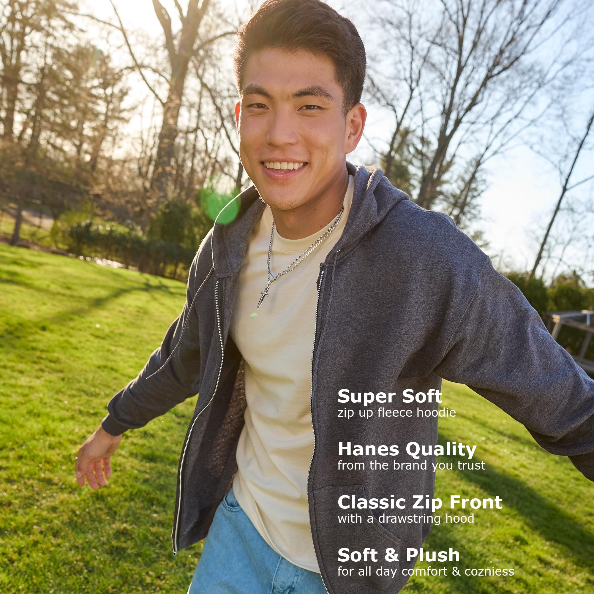 Hanes Men's Zip-up Hoodie, Ecosmart Fleece Full-zip Hoodie for Men, Hooded Sweatshirt - SNMShop