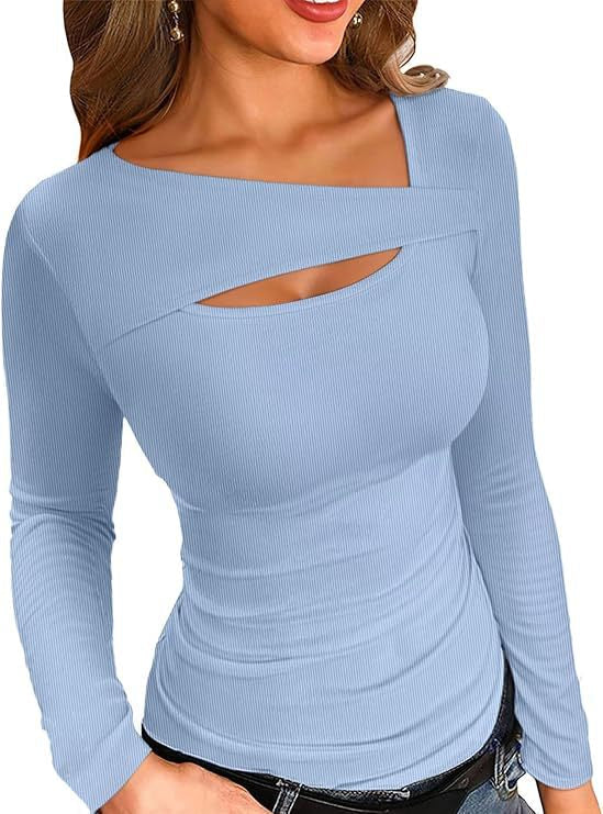 Irregular Slim Fit Long-sleeved T-shirt Top - SNMShop