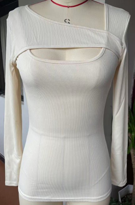 Irregular Slim Fit Long-sleeved T-shirt Top - SNMShop