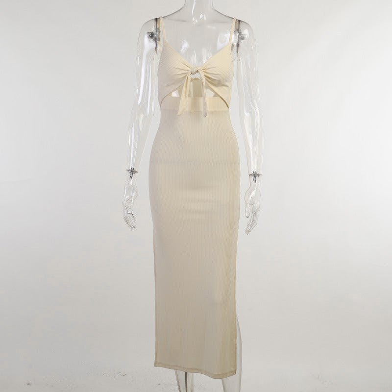 Lace-up Hollow Slit Sling Dress - SNMShop