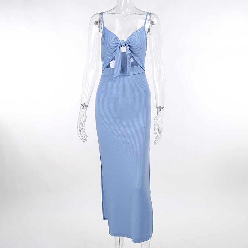 Lace-up Hollow Slit Sling Dress - SNMShop