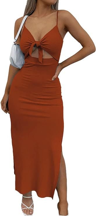 Lace-up Hollow Slit Sling Dress - SNMShop
