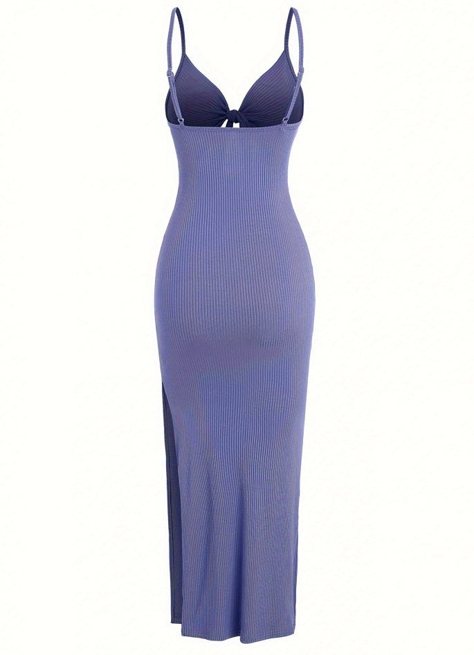 Lace-up Hollow Slit Sling Dress - SNMShop