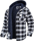 Men's Plaid Hooded Coat Winter Warm Button Zip-up Jacket Fashion Casual Thick Padded Long Sleeves Outerwear Clothing - SNMShop