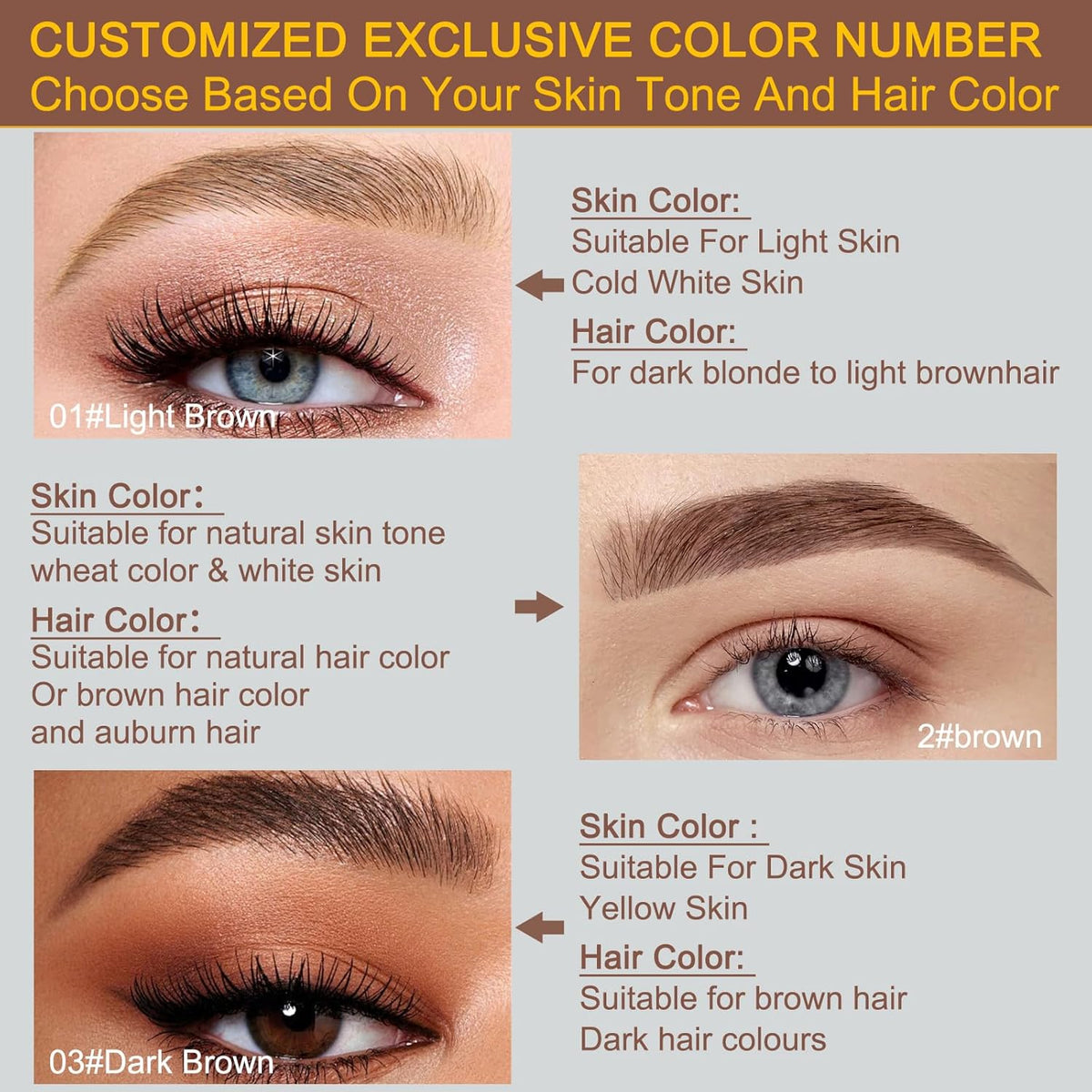 Microblading Eyebrow Pencil ,2-in-1 Dual-Ended Eyebrow Pen With 2-Fork-Tip ,Waterproof Eyebrow Pen, Light Brown,Brown,dark Brown - SNMShop