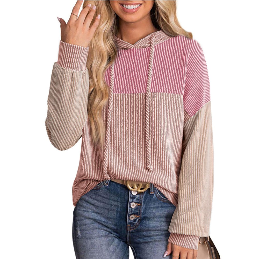 New-style Color-block Long-sleeve Hoodie With A Loose Fit - SNMShop