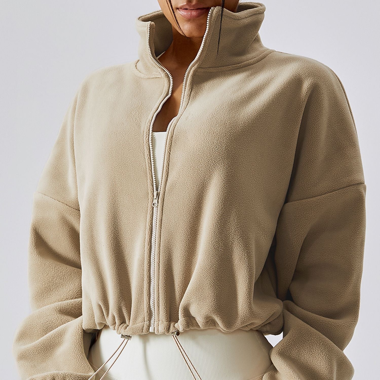 Outdoor Cashmere Sports Coat Women's Autumn Stand Collar Loose - SNMShop