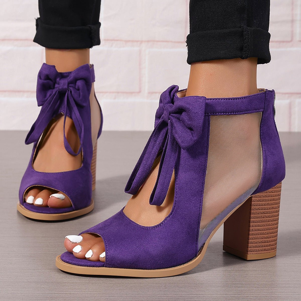 Platform Chunky High Heels Women's Sandals Bow Decoration Open Toe - SNMShop