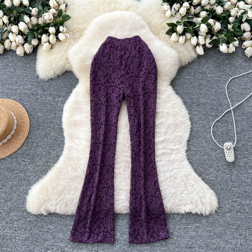 Pure And Alluring Versatile Thin Sheer Lace Pants Casual And Tight-fit - SNMShop