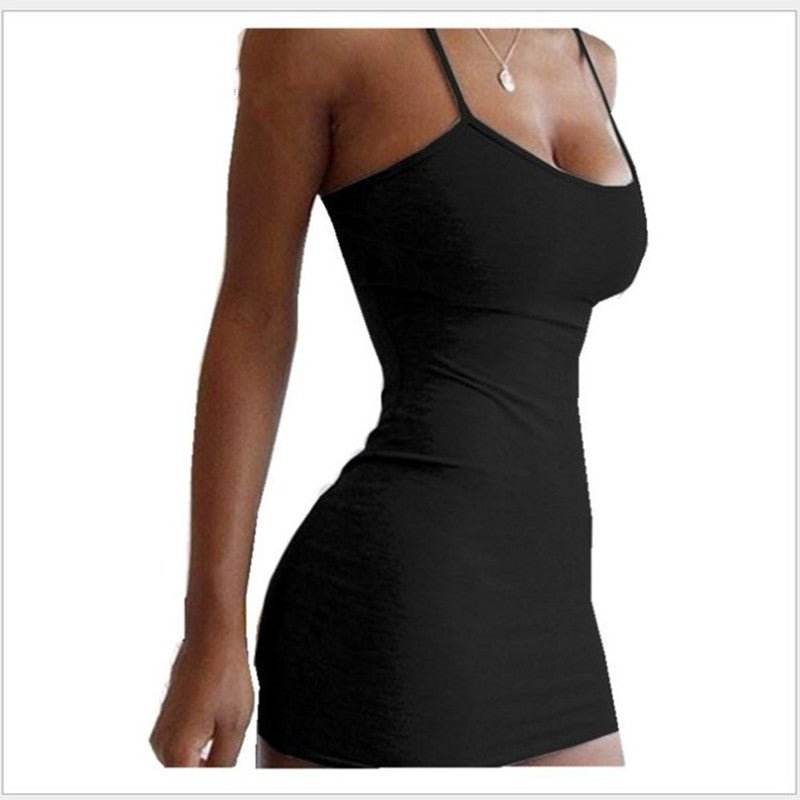 Pure Color Simple Hanging Neck Tight-fitting Hip Skirt - SNMShop
