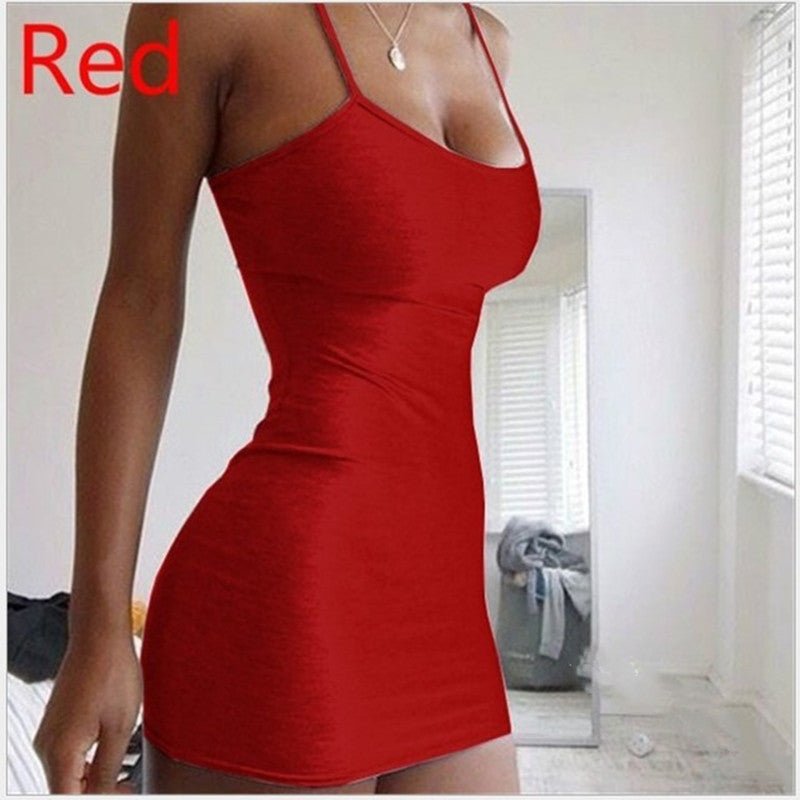Pure Color Simple Hanging Neck Tight-fitting Hip Skirt - SNMShop
