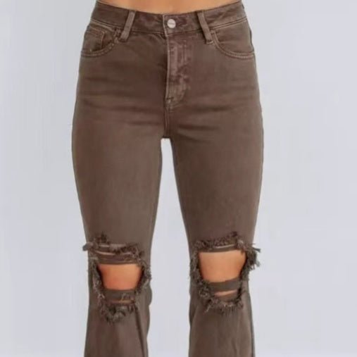 Retro High Waisted Flared Denim Pants - SNMShop