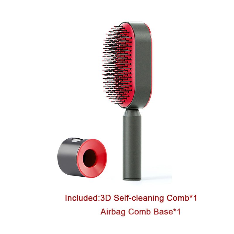 Self Cleaning Hair Brush For Women One-key Cleaning Hair Loss Airbag Massage Scalp Comb Anti-Static Hairbrush - SNMShop