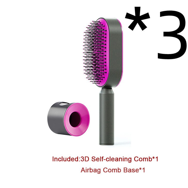 Self Cleaning Hair Brush For Women One-key Cleaning Hair Loss Airbag Massage Scalp Comb Anti-Static Hairbrush - SNMShop