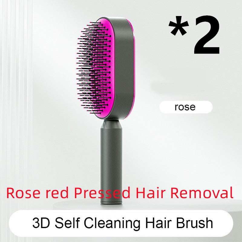 Self Cleaning Hair Brush For Women One-key Cleaning Hair Loss Airbag Massage Scalp Comb Anti-Static Hairbrush - SNMShop