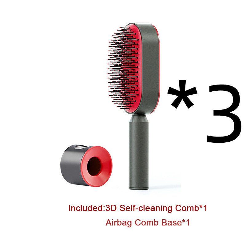 Self Cleaning Hair Brush For Women One-key Cleaning Hair Loss Airbag Massage Scalp Comb Anti-Static Hairbrush - SNMShop