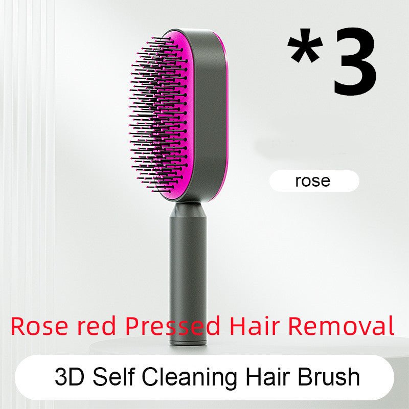 Self Cleaning Hair Brush For Women One-key Cleaning Hair Loss Airbag Massage Scalp Comb Anti-Static Hairbrush - SNMShop
