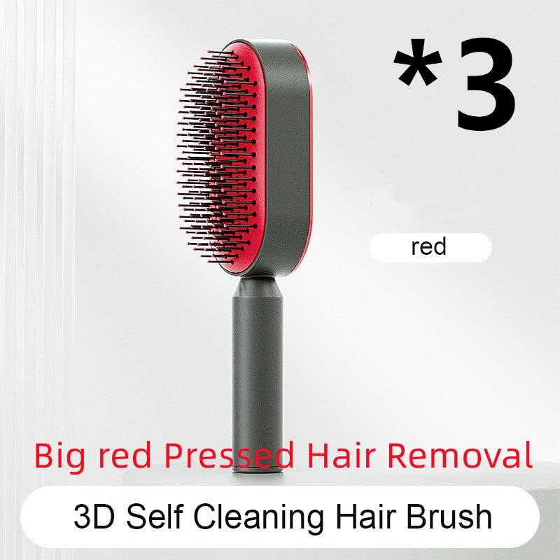 Self Cleaning Hair Brush For Women One-key Cleaning Hair Loss Airbag Massage Scalp Comb Anti-Static Hairbrush - SNMShop