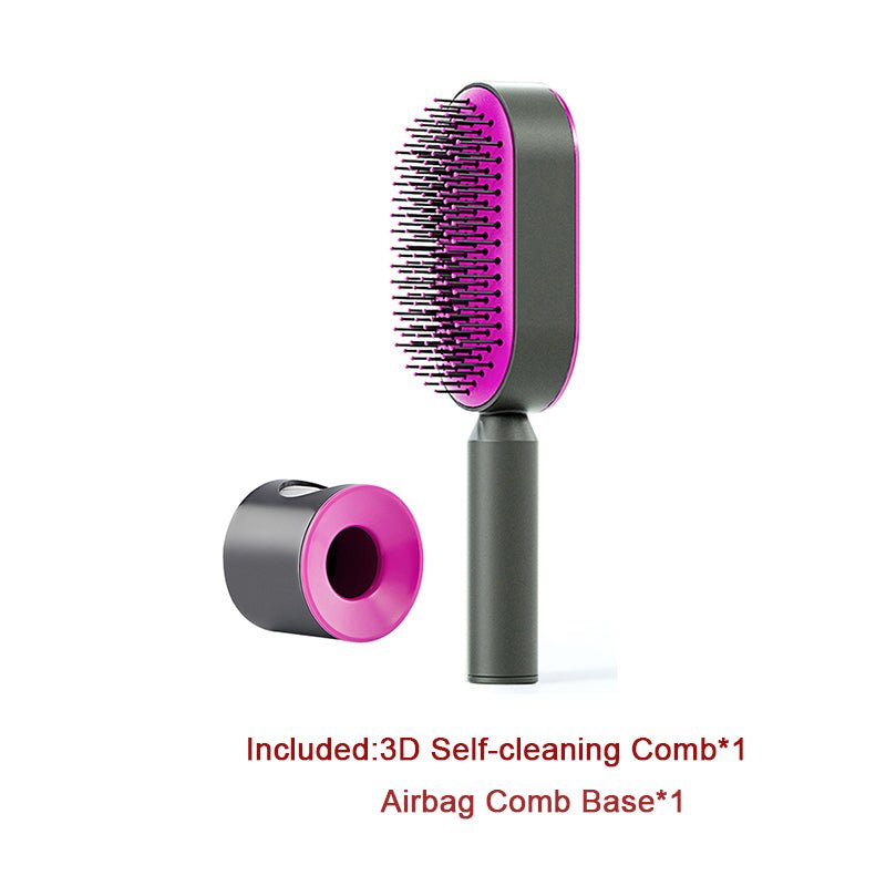 Self Cleaning Hair Brush For Women One-key Cleaning Hair Loss Airbag Massage Scalp Comb Anti-Static Hairbrush - SNMShop