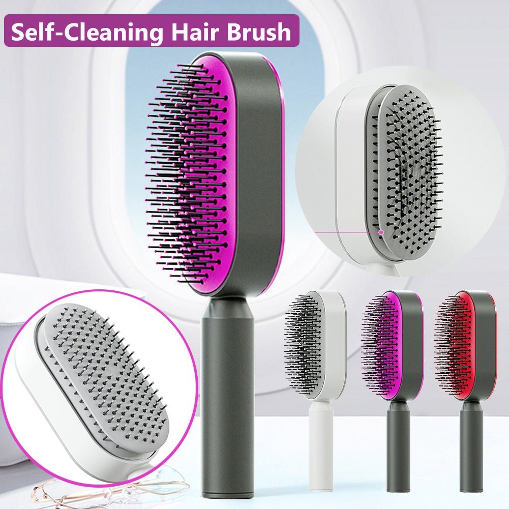 Self Cleaning Hair Brush For Women One-key Cleaning Hair Loss Airbag Massage Scalp Comb Anti-Static Hairbrush - SNMShop