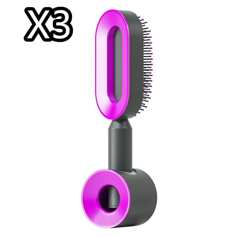 Self Cleaning Hair Brush For Women One-key Cleaning Hair Loss Airbag Massage Scalp Comb Anti-Static Hairbrush - SNMShop