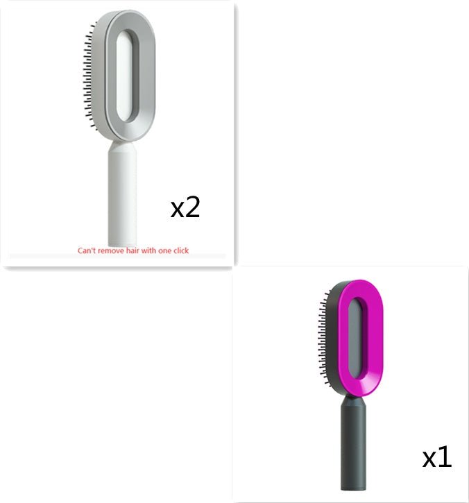 Self Cleaning Hair Brush For Women One-key Cleaning Hair Loss Airbag Massage Scalp Comb Anti-Static Hairbrush - SNMShop
