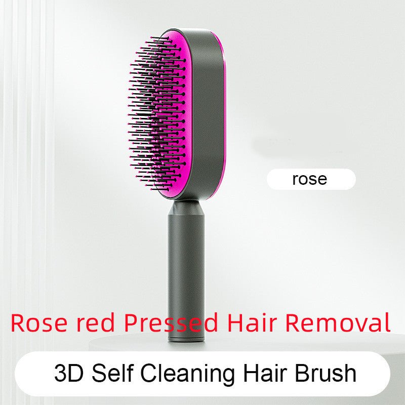Self Cleaning Hair Brush For Women One-key Cleaning Hair Loss Airbag Massage Scalp Comb Anti-Static Hairbrush - SNMShop