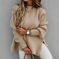 Solid Color Drawstring Side Slit Knit Sweater - SNMShop
