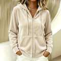 Solid Color Hoodie With Drawstrings Long-sleeve Zipper Sweater - SNMShop