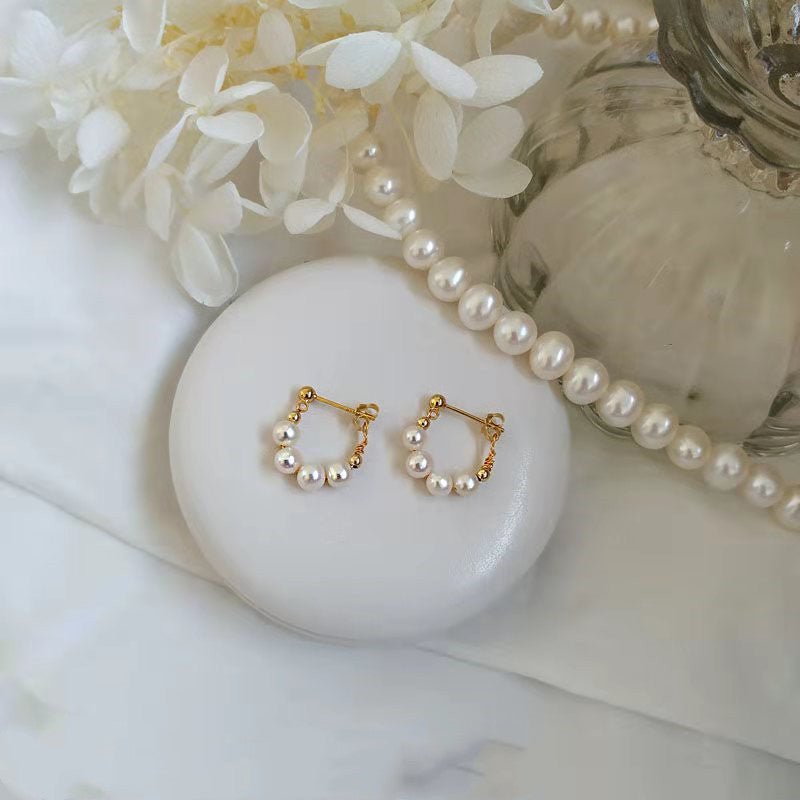 Sterling Silver Needle Japanese And Korean Pearl Earrings Non-piercing Ear Clip - SNMShop