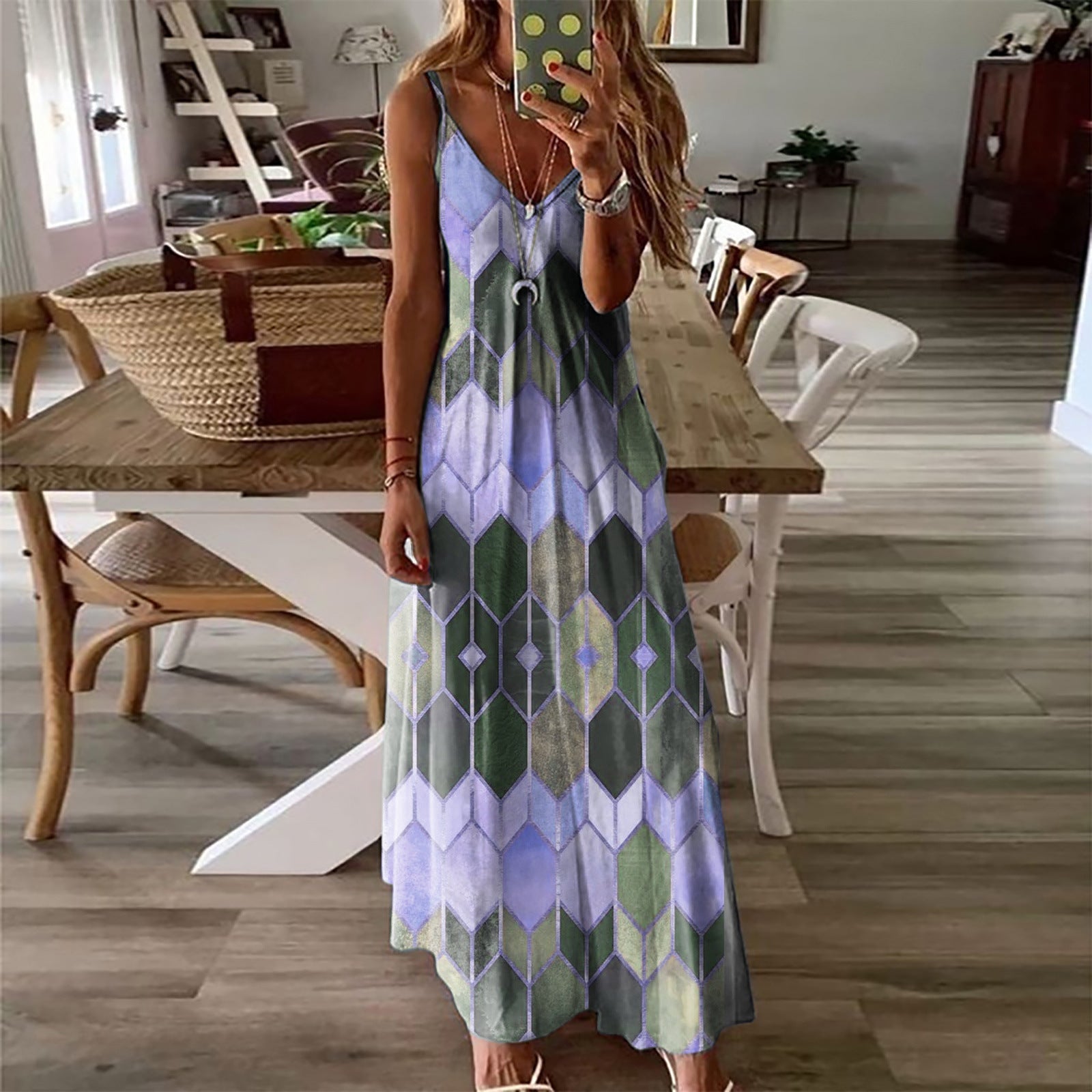 Summer Casual Printed Camisole Long Dress - SNMShop