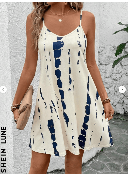 Summer Casual Tie Dye Spaghetti Strap Dress - SNMShop