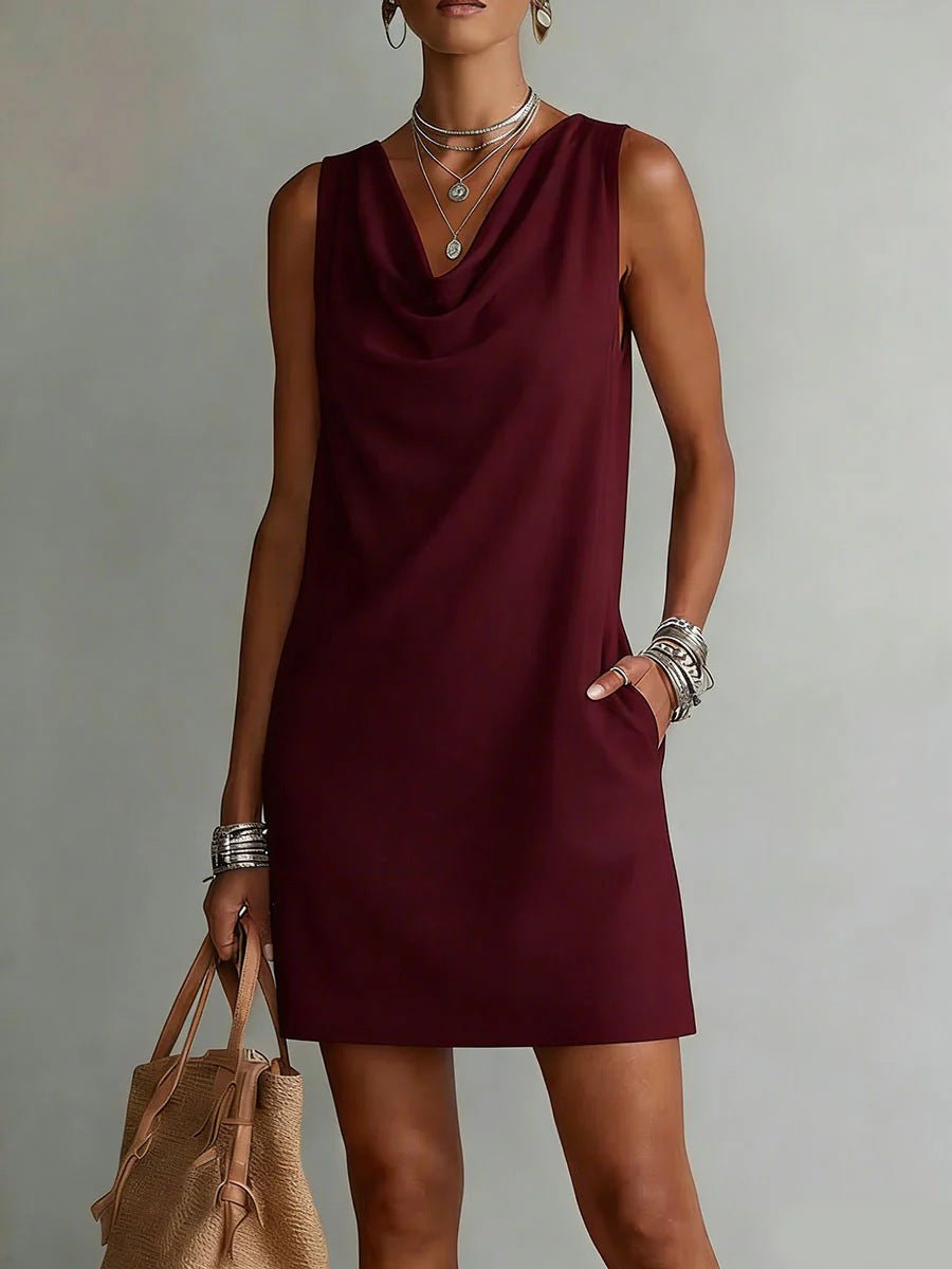 Summer Sleeveless Dress With Draped Neckline Design Slim Fit Evening Party Club Beach Dresses - SNMShop