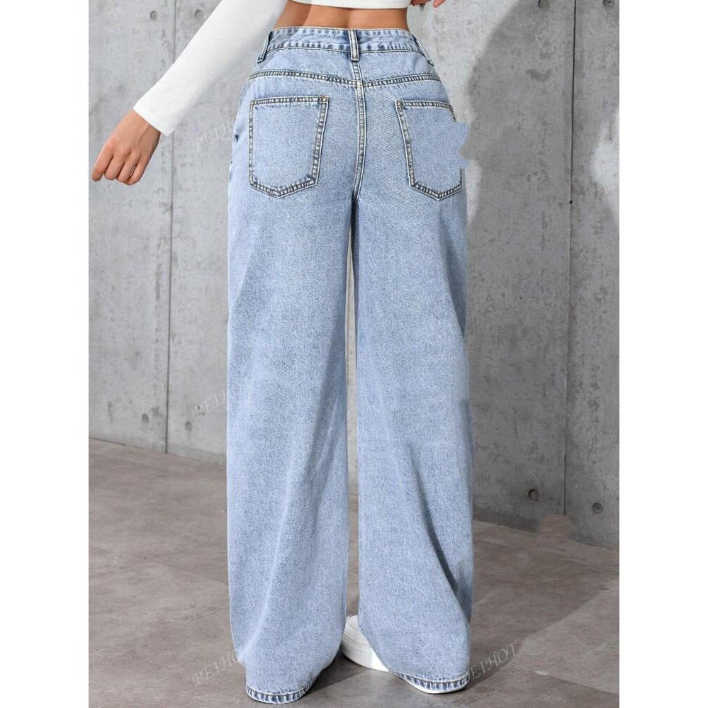 Sweet And Spicy Style High Waist Straight Jeans - SNMShop