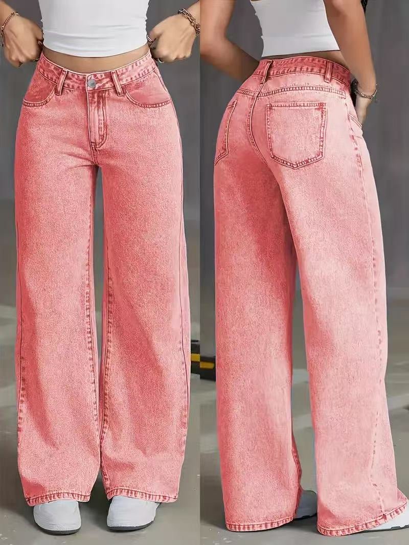 Sweet And Spicy Style High Waist Straight Jeans - SNMShop