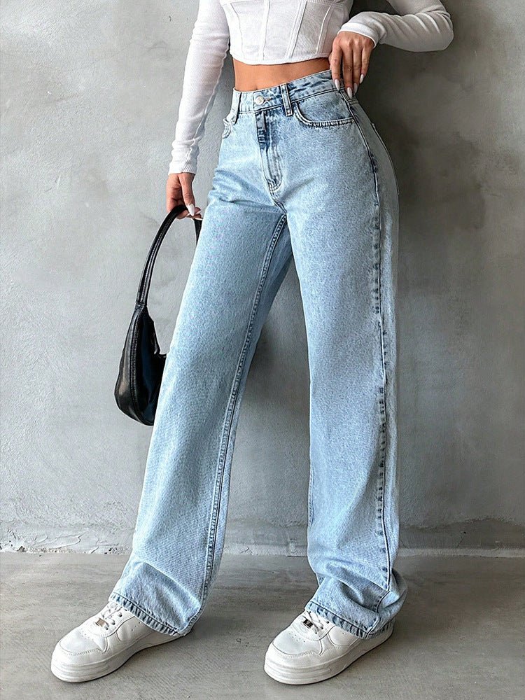 Sweet And Spicy Style High Waist Straight Jeans - SNMShop